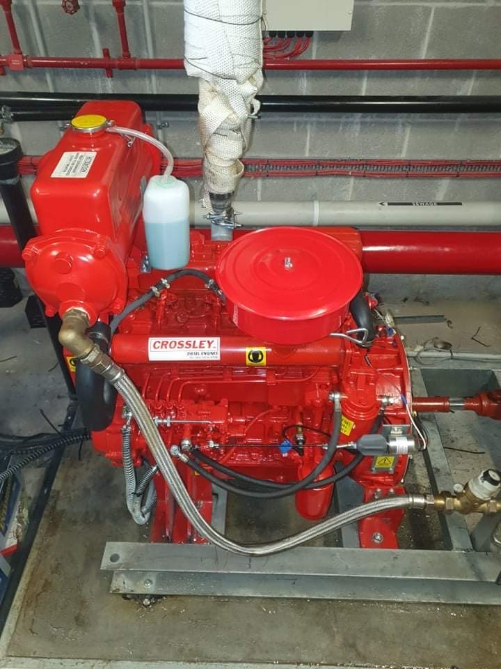 New Crossley diesel engine fitted to a fire pump set