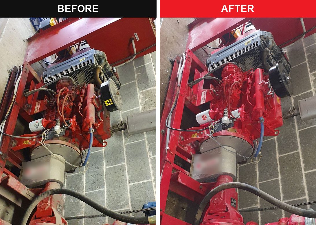 Fire pump set before and after a service